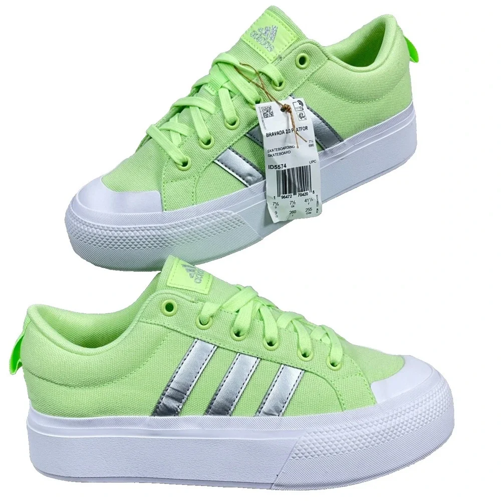 Adidas Bravada 2.0‎ Platform Shoes In Green Spark Womens Size 9